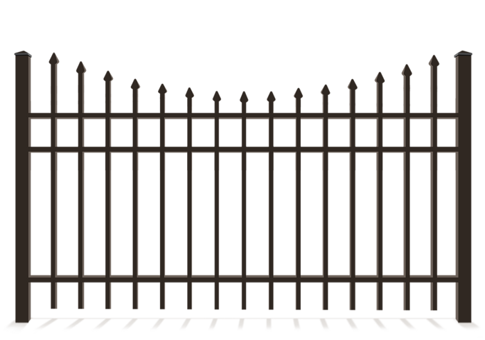 3 rail aluminum fence with concave pickets