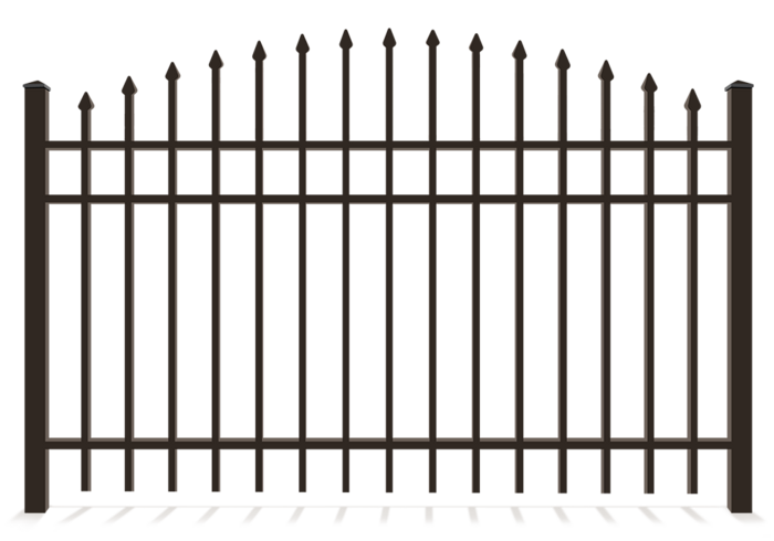 3 rail aluminum fence with convex pickets